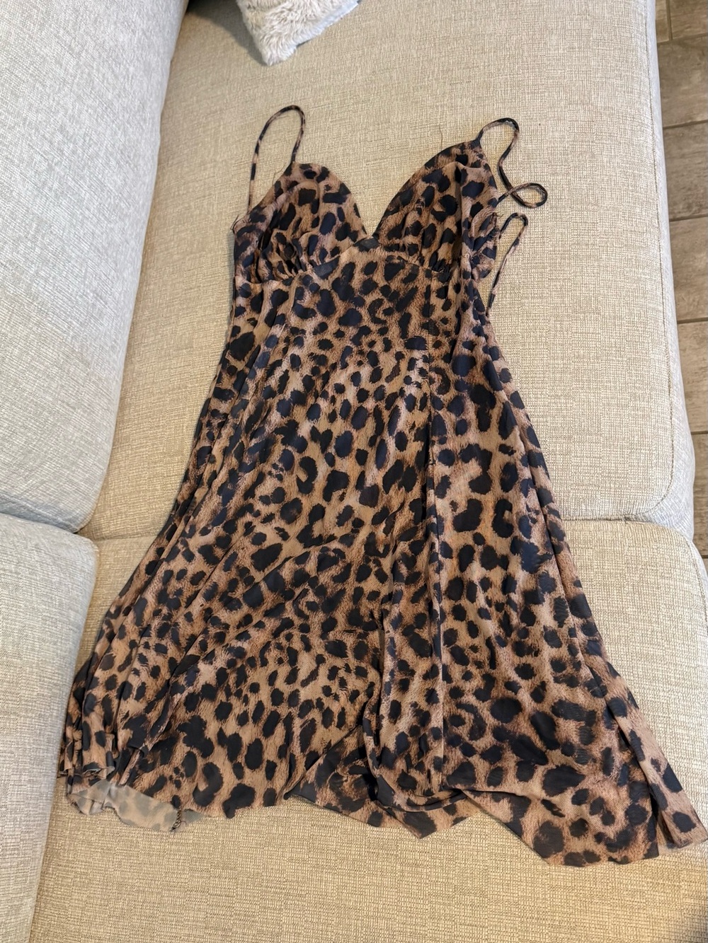 Leopard Print Slip Dress - Brown & Black